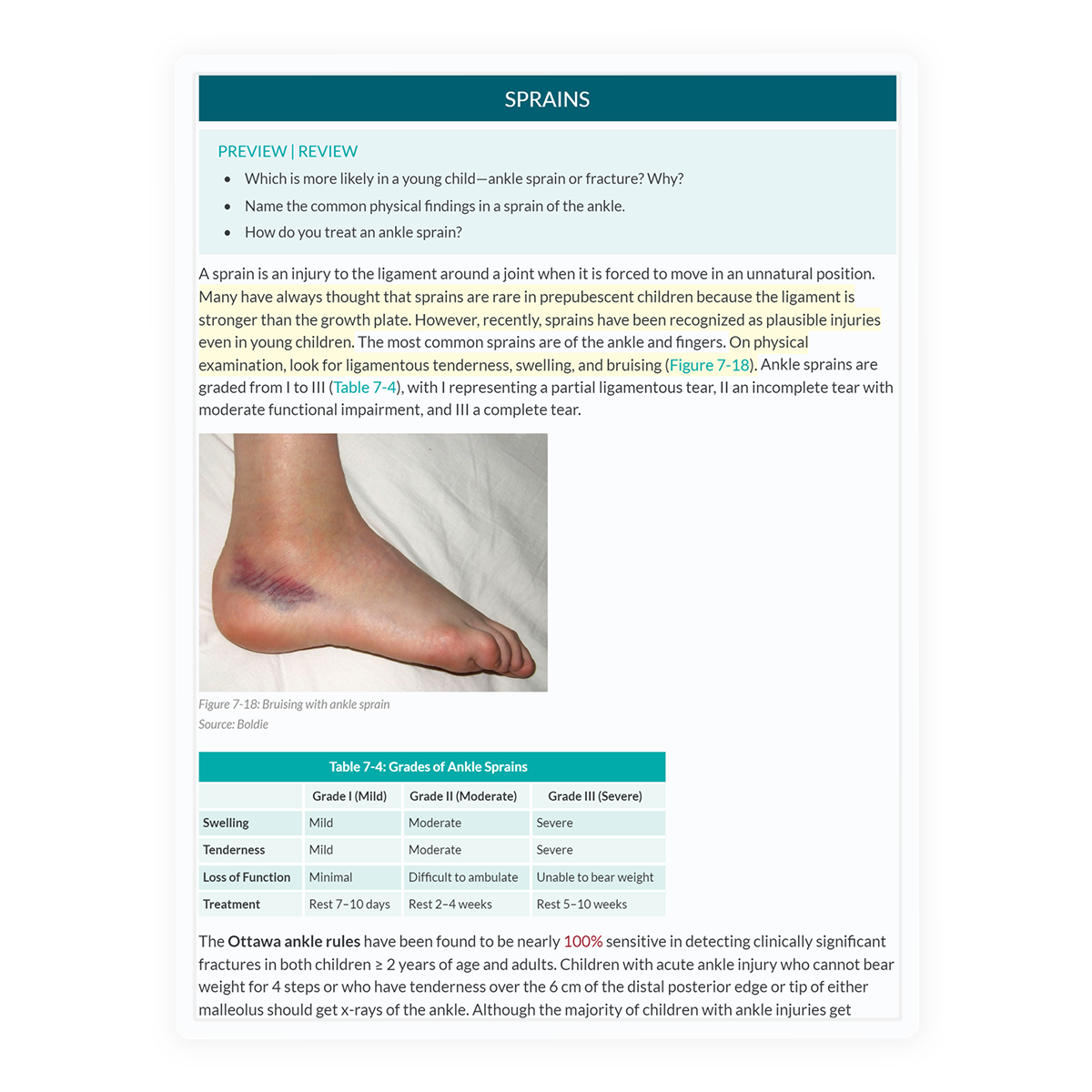 pediatrics core digital version on a tablet