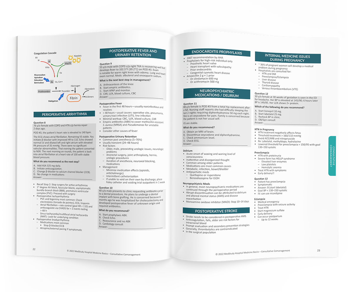 Open spread of the Hospital Medicine Basics print color syllabus