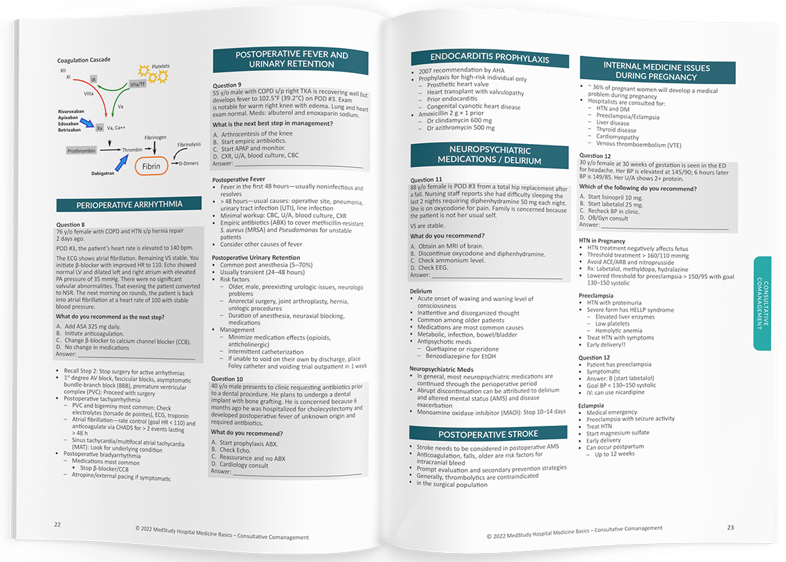 Open spread of the Hospital Medicine Basics print color syllabus