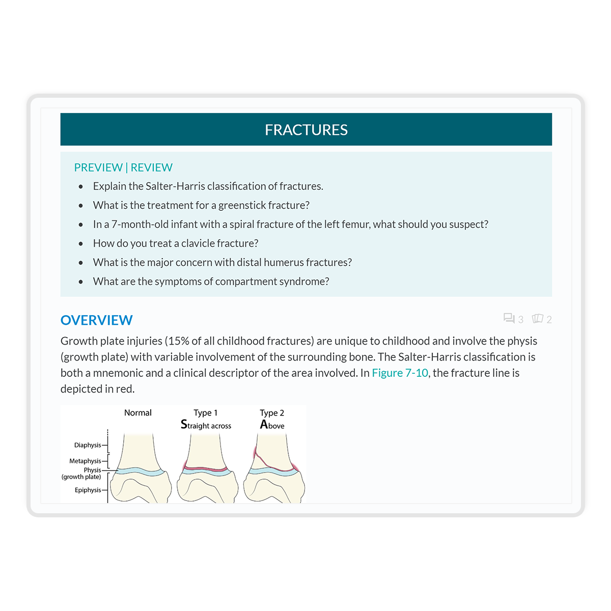 pediatrics digital core interface on a tablet