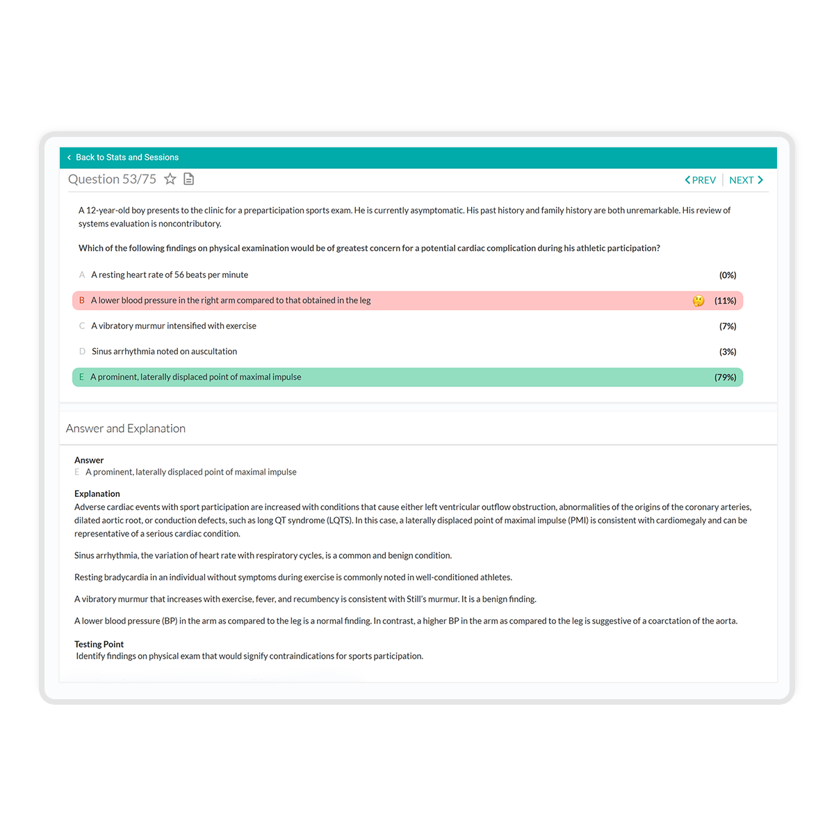 pediatric board review questions on a tablet