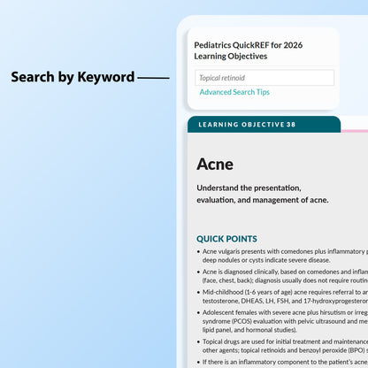 QuickREF for 2025 MOCA-Peds Learning Objectives