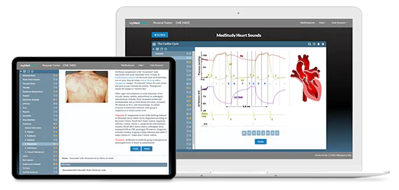 heart sounds and skin signs products on tablet and laptop