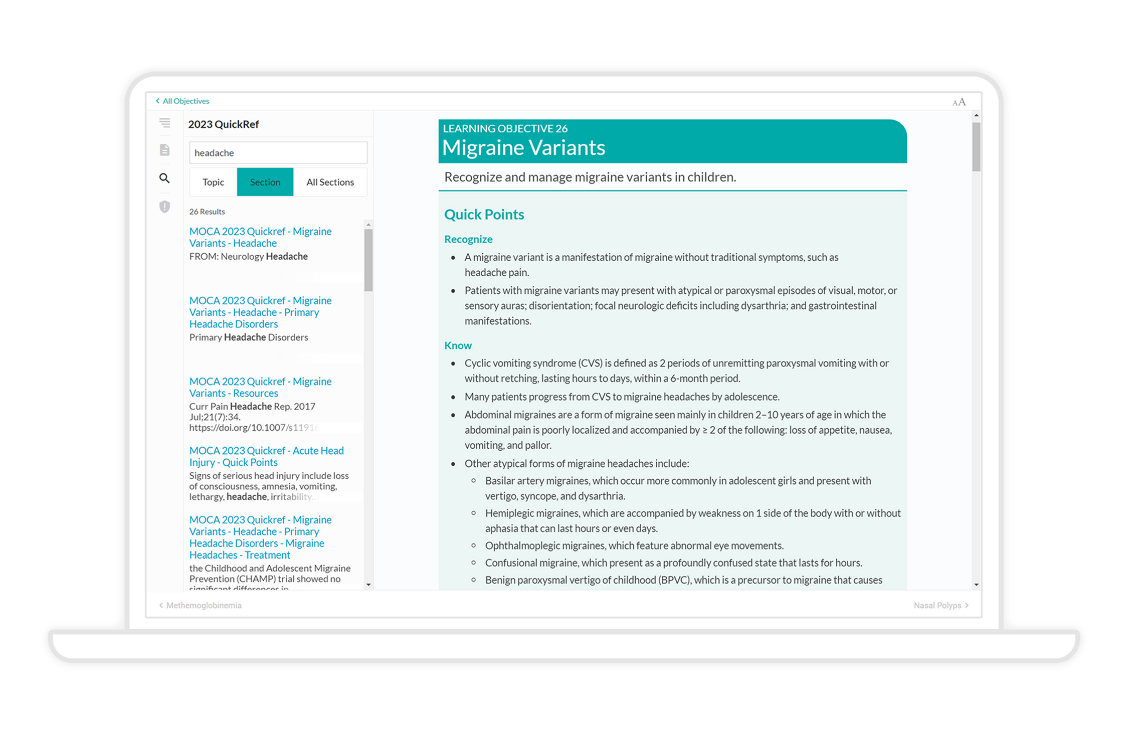 QuickREF for 2023 MOCAPeds Learning Objectives MedStudy