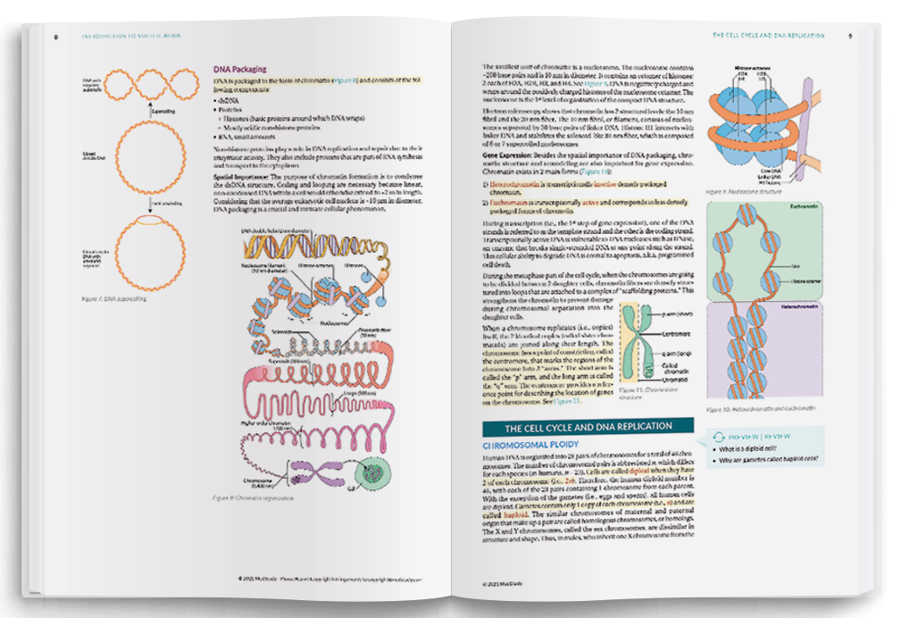 medical student core book spread open showcasing illustrations and copy from a topic.